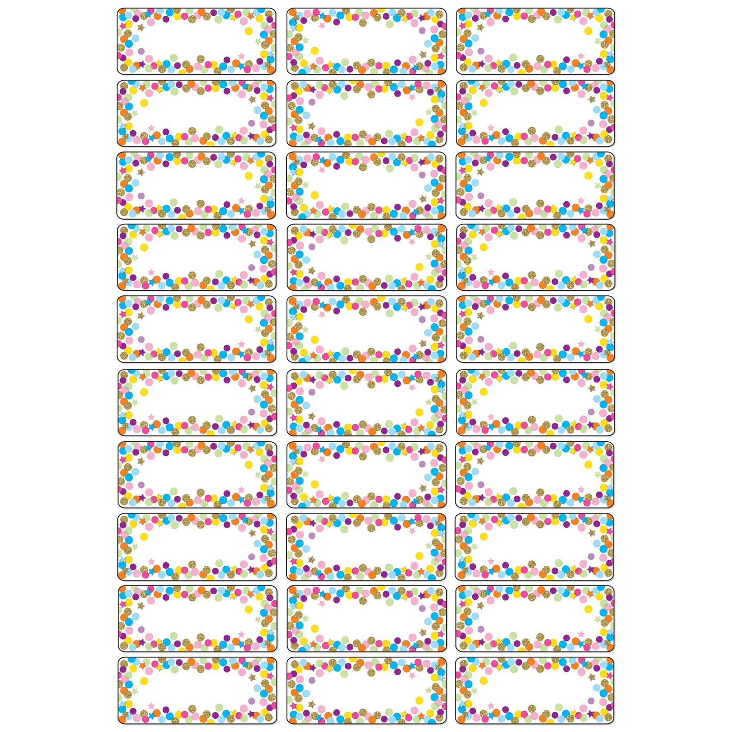 Magnetic Die-Cut Small Foam Nameplates &#x26; Labels, Confetti, 30 Per Pack, 3 Packs