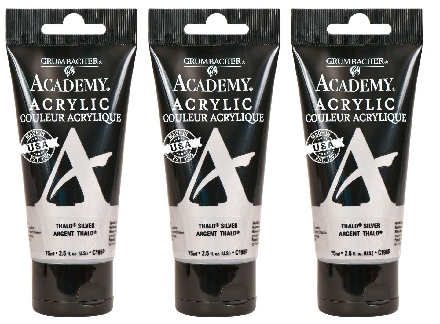 Grumbacher Academy® Acrylic Box of 3 - Metallic Color Family, 75ml