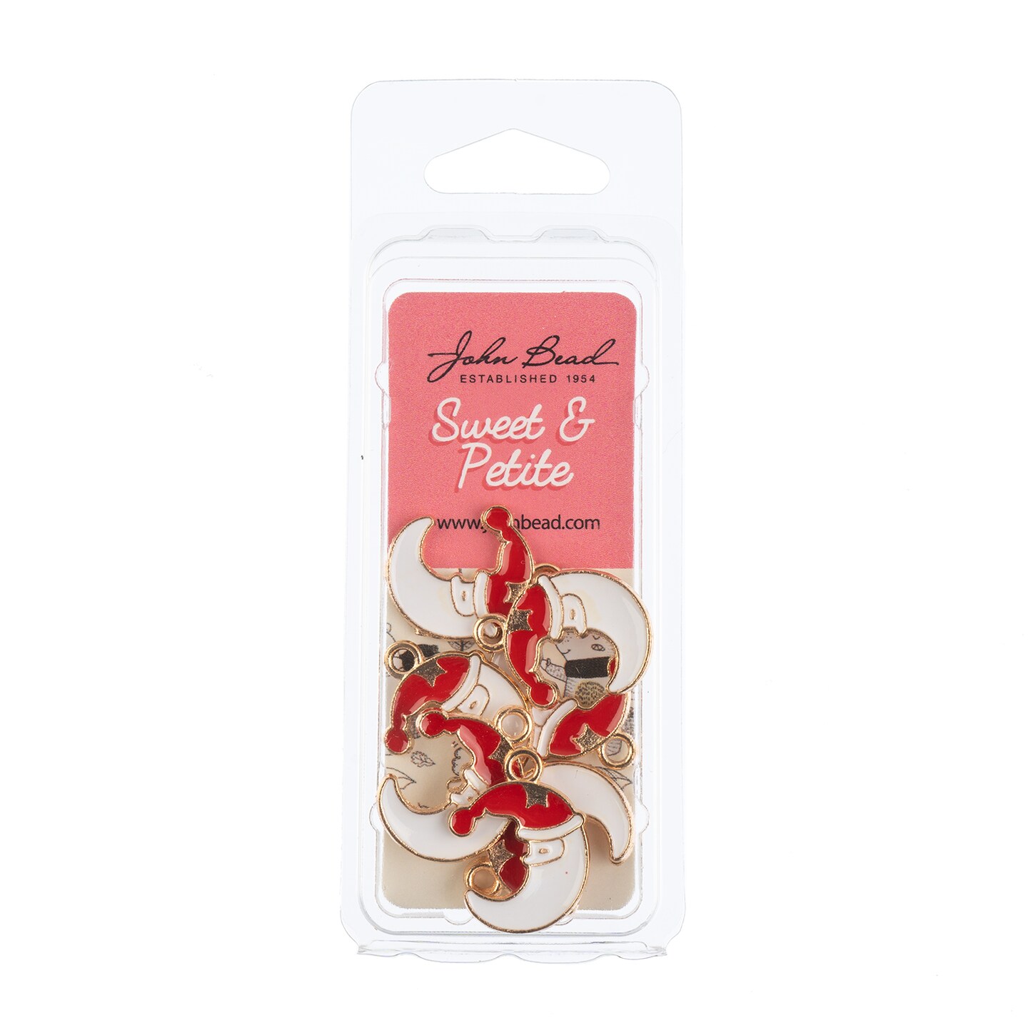 John Bead Sweet &#x26; Petite Moon Santa Holiday Charms, 8pcs