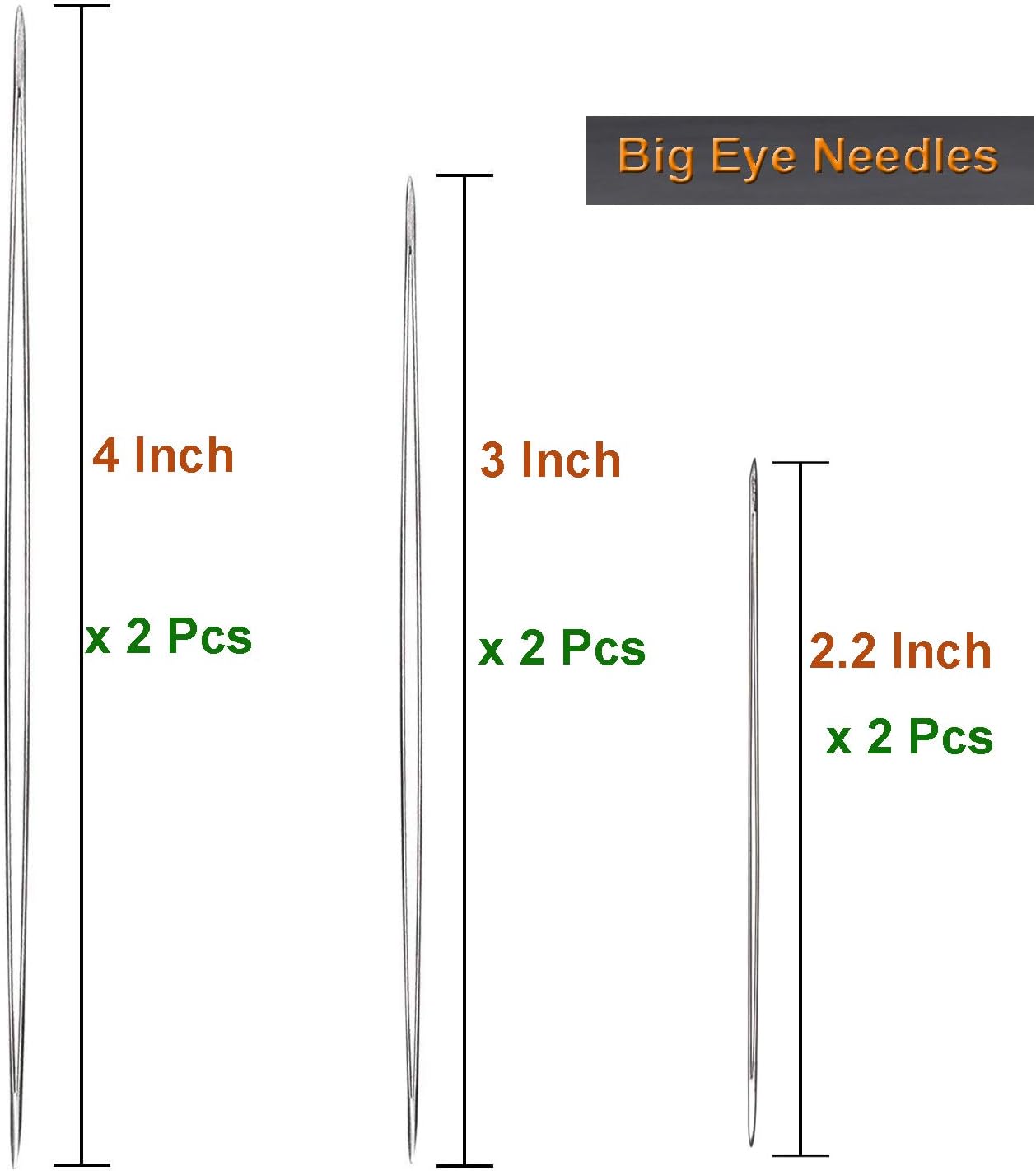 26 Pcs Assorted Beading Needles Including 6 Pcs Big Eye Beading Needles + 20 Pcs Long Straight Beading Thread Needles with Needle Bottle