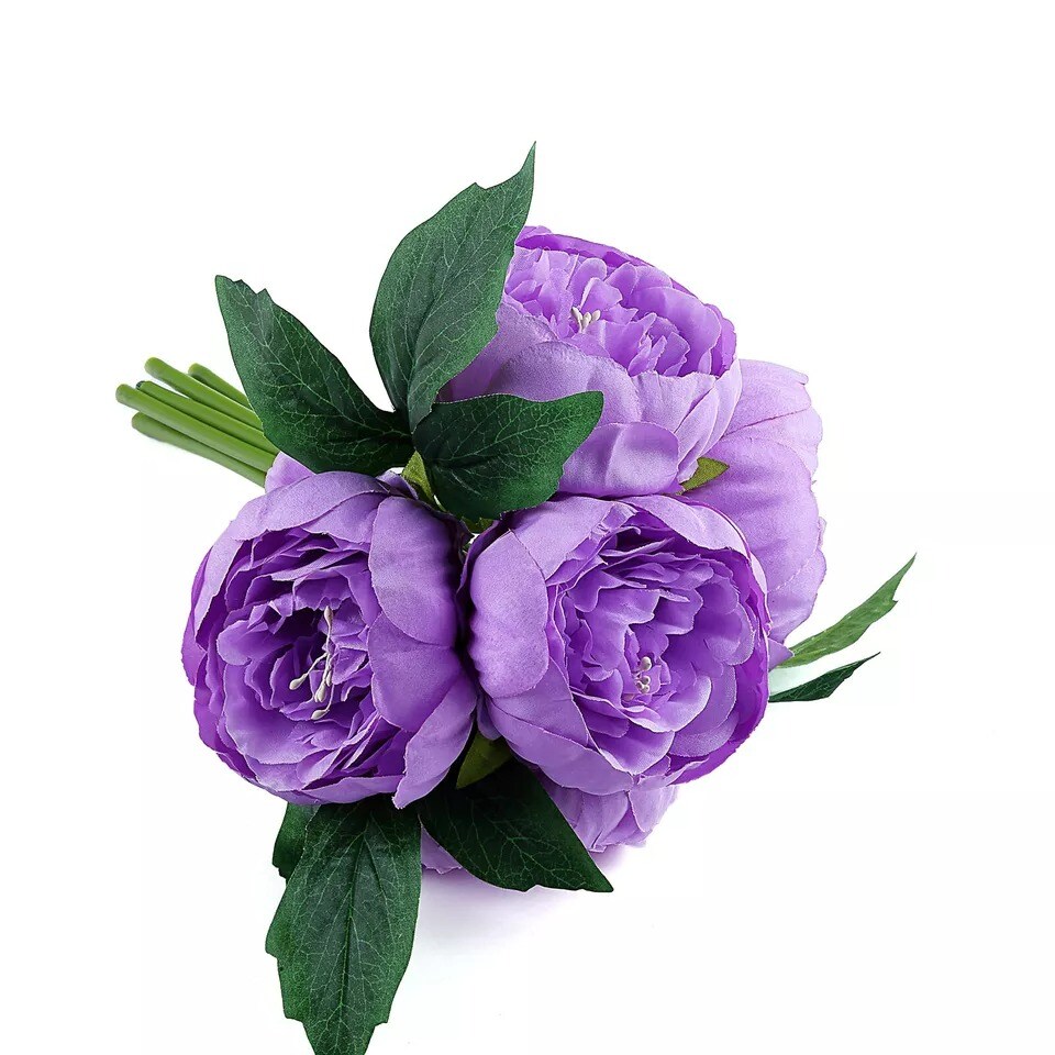 LAVENDER 10&#x22; Silk Artificial Peony Flowers Bouquet Arrangement