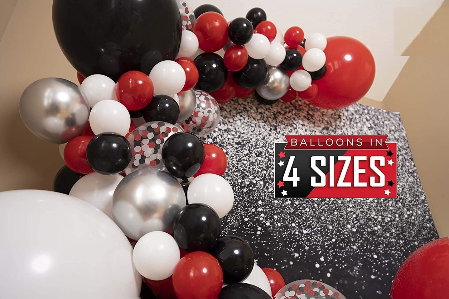 ALL-IN-1 Red Black and White Balloons Arch Kit for Red and Black Birthday Party Decorations &#x2013; Red and Black Balloons for White Black and Red Balloon Garland Kit &#x2013; Graduation Black and Red Balloons