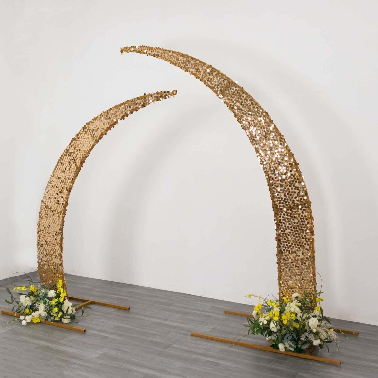 2 GOLD Big Payette Sequin Half Crescent Moon Arch BACKDROP