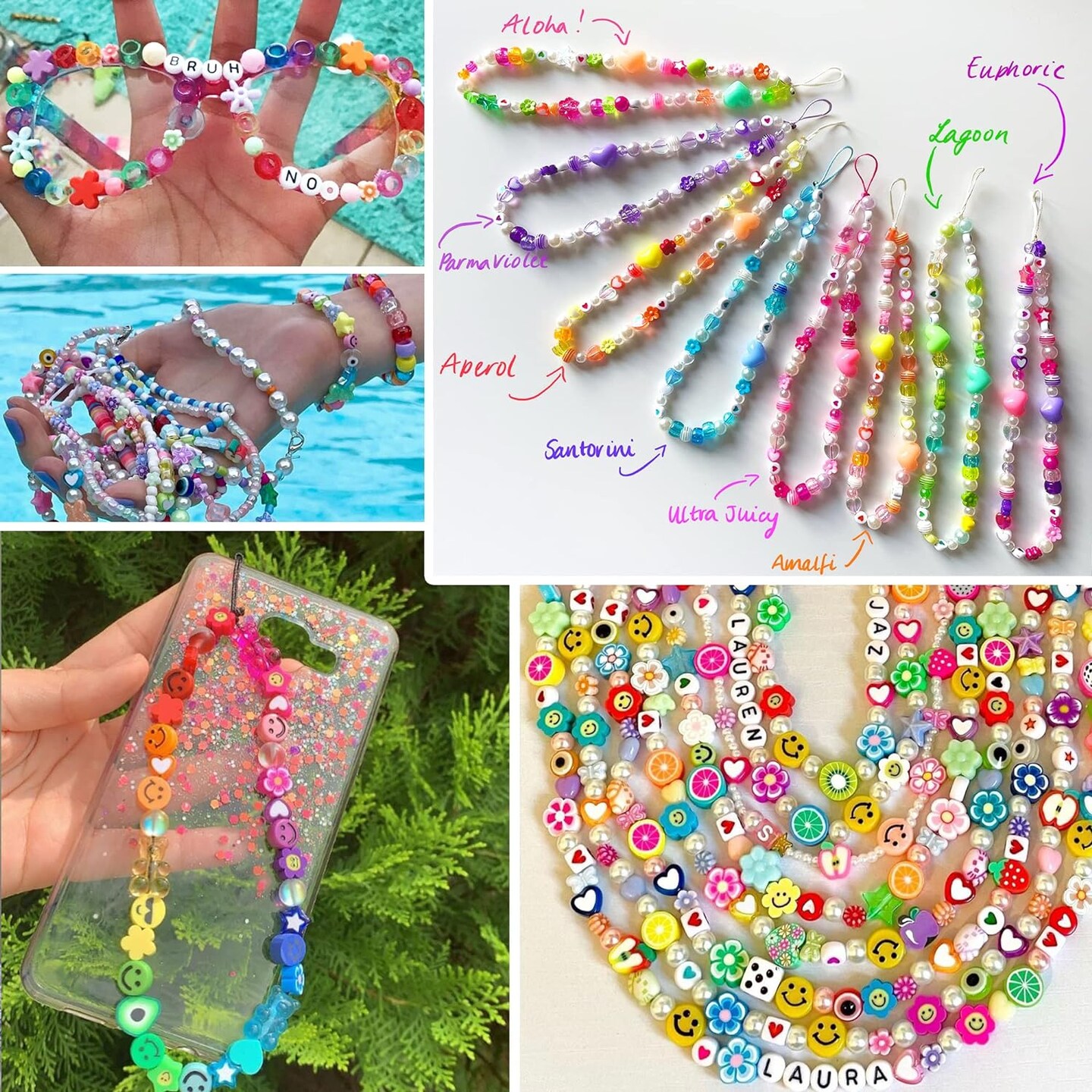 700Pcs Pony Beads for Bracelet Making Kit, 600Pcs/24 Colors Plastic Rainbow Hair Bead and 100pcs Letter Beads Charms for DIY Craft Jewelry Making Y2k Customizable Named Beads