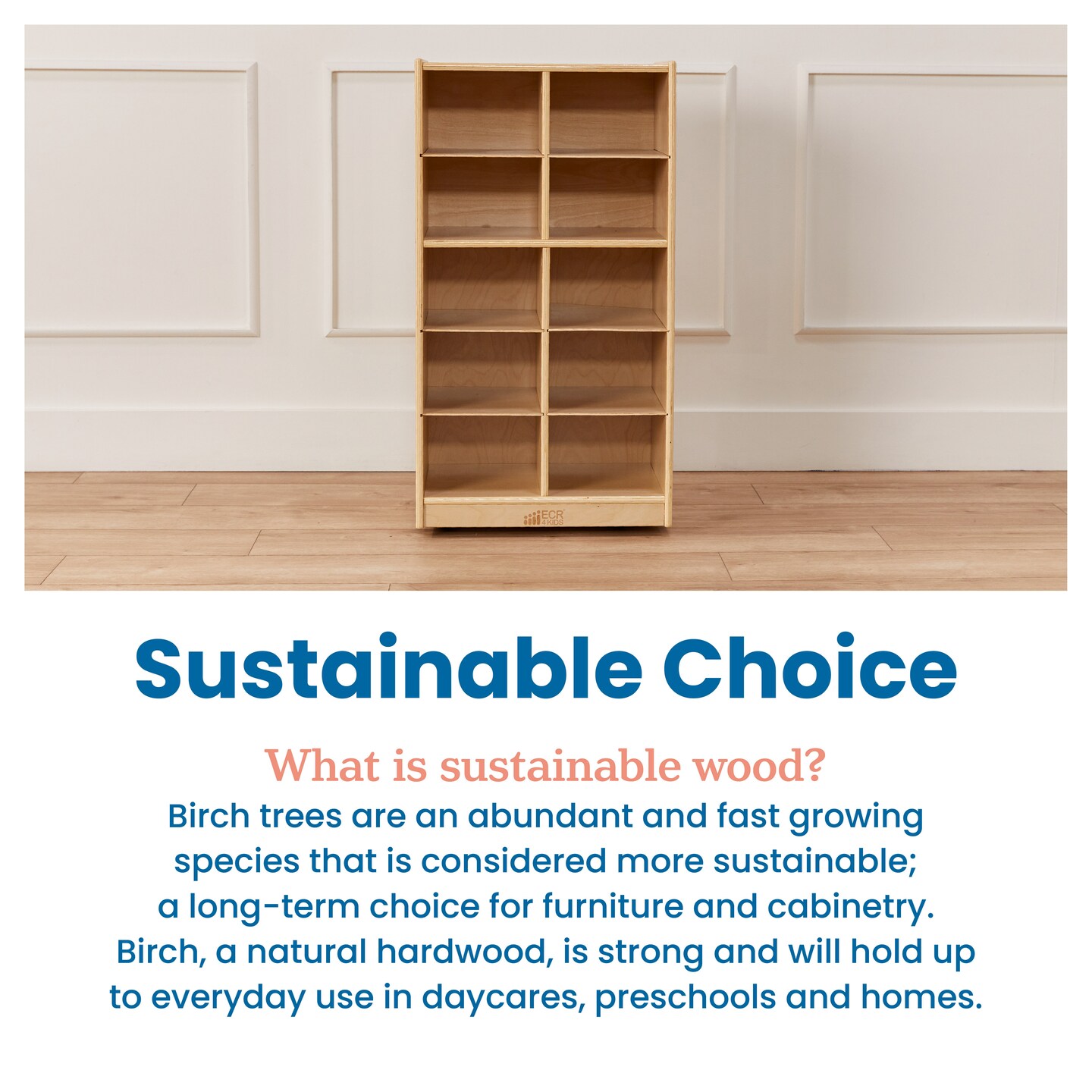 10 Cubby Mobile Tray Cabinet with 10 Scoop Front Storage Bins