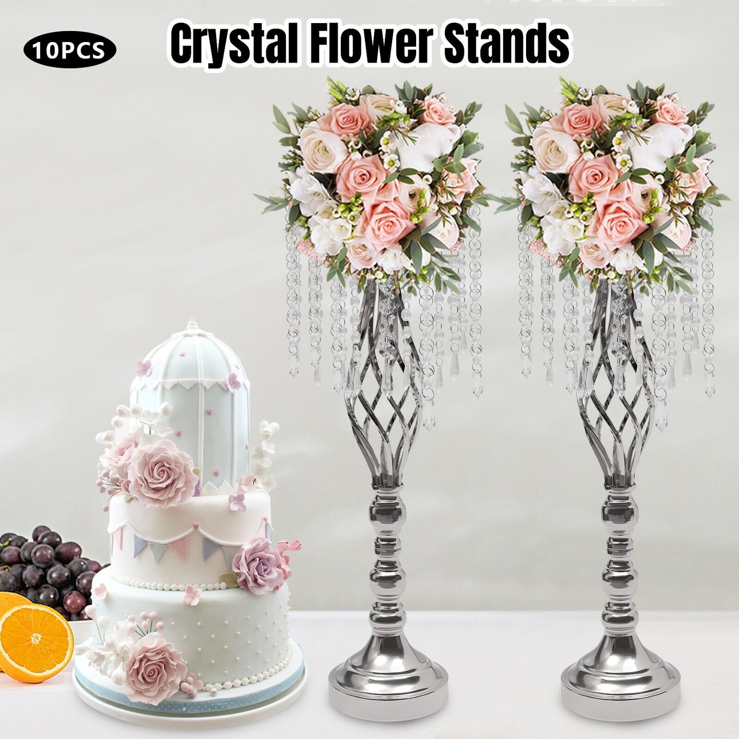 Kitcheniva Crystal Wedding Table Centerpieces Flower Racks 21.7 Inch 10 Pcs