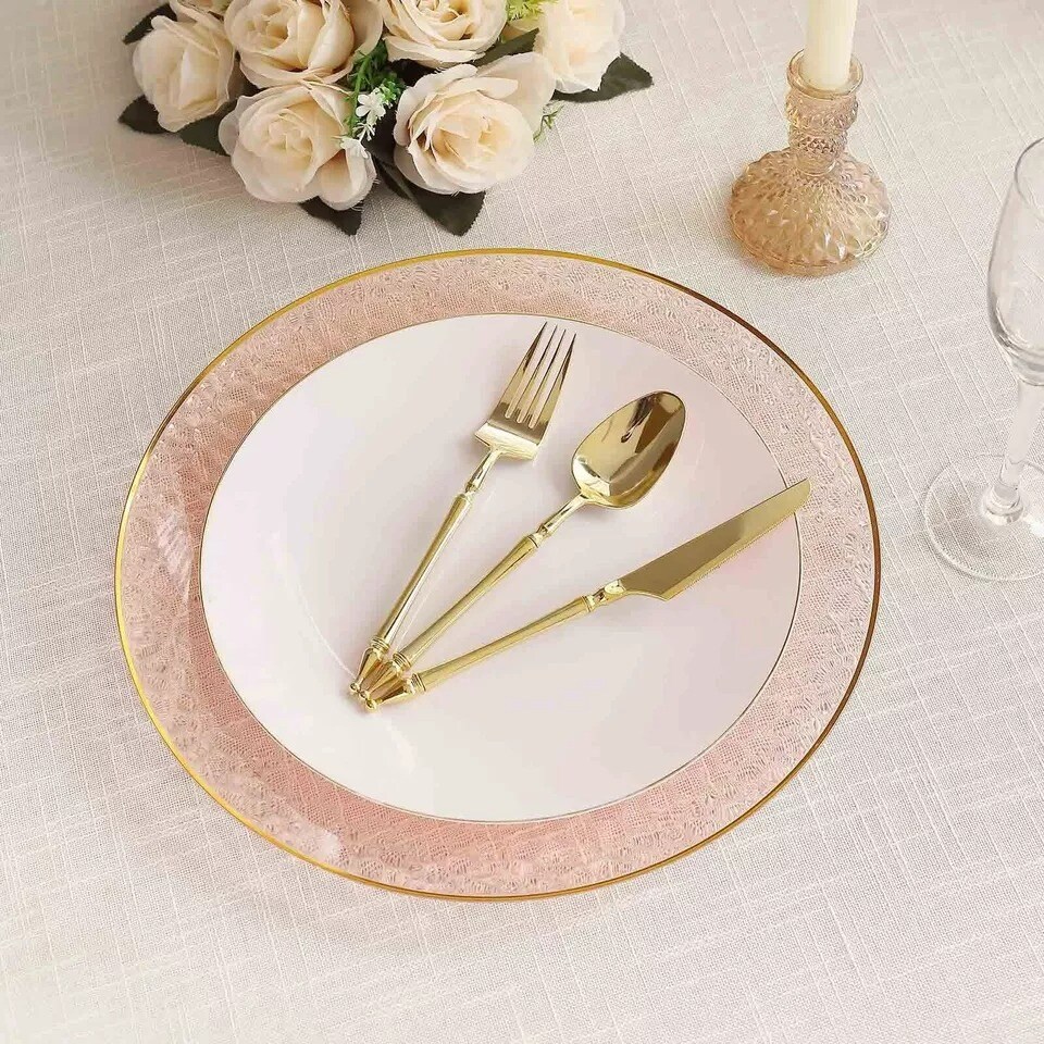 BLUSH 10 Round 13&#x22; Hammered Plastic CHARGER PLATES
