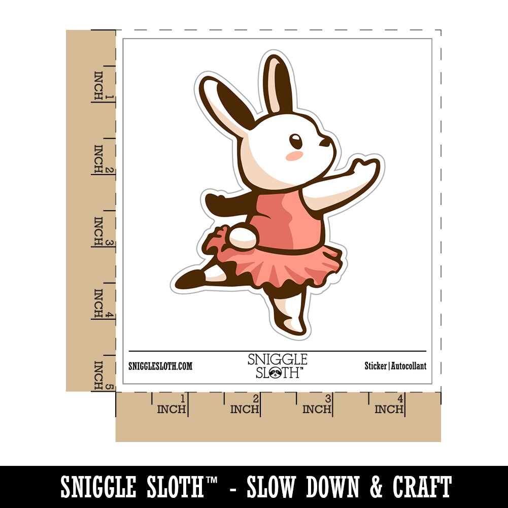 Ballerina Bunny Rabbit In Tutu Waterproof Vinyl Phone Tablet Laptop Water Bottle Sticker Set - 5 Pack