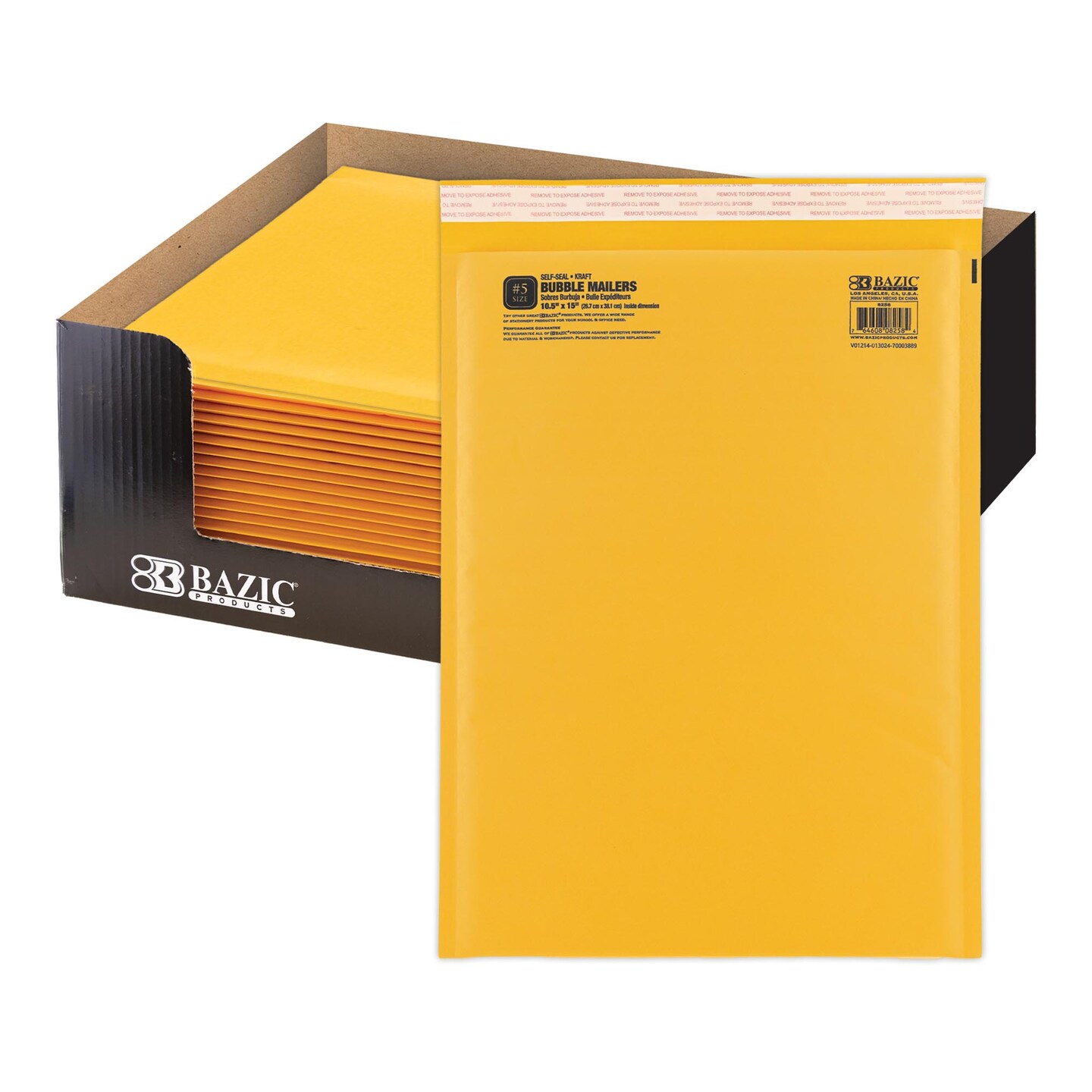 BAZIC Self-Seal Bubble Mailers (#5) 10.5&#x22; X 15&#x22;