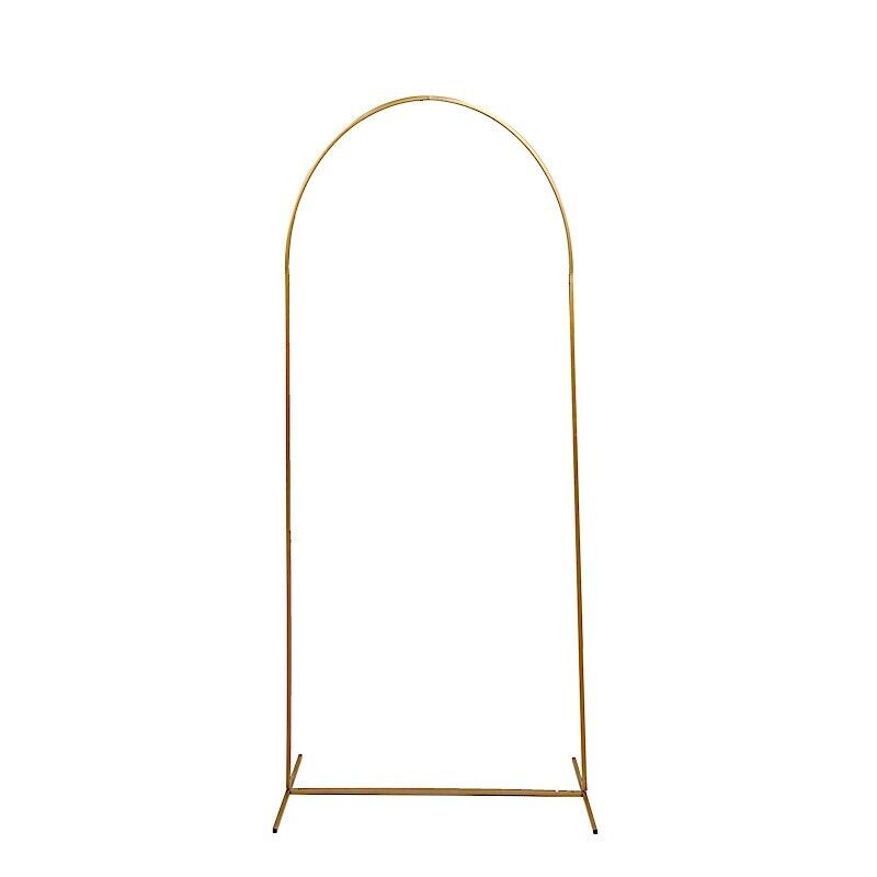 5 ft Gold Metal Floral Display Frame Round Top Backdrop Stand