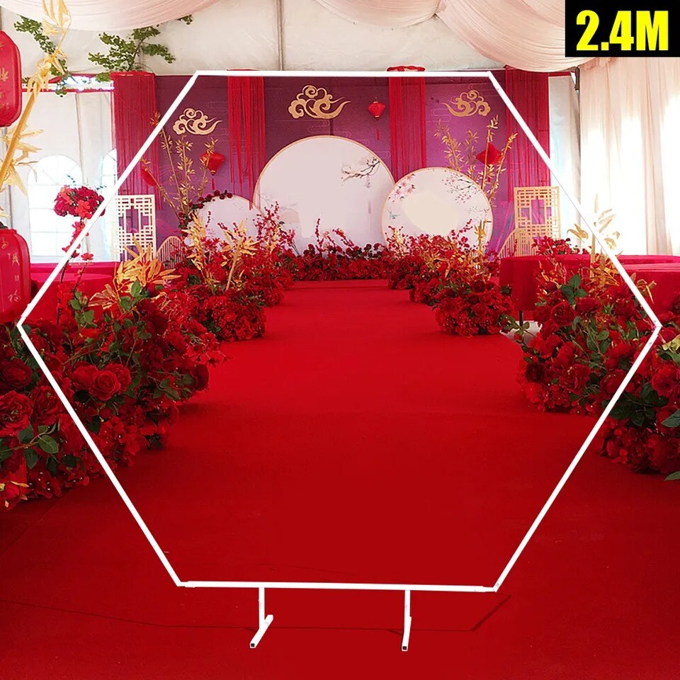 7.8ft White Hexagon Wedding Arch Frame