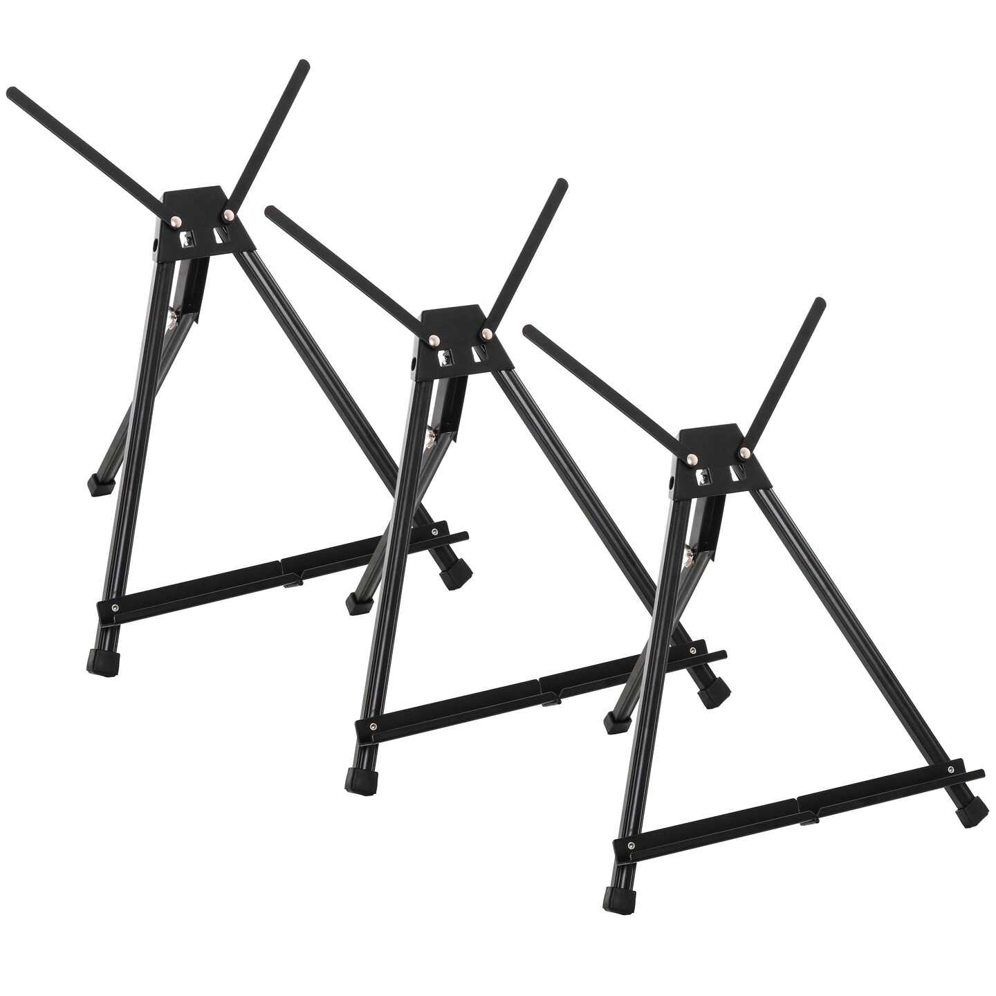 15&#x22; to 21&#x22; High Adjustable Black Aluminum Tabletop Display Easel (Pack of 3) - Portable Artist Tripod Stand with Extension Arm Wings, Folding Frame