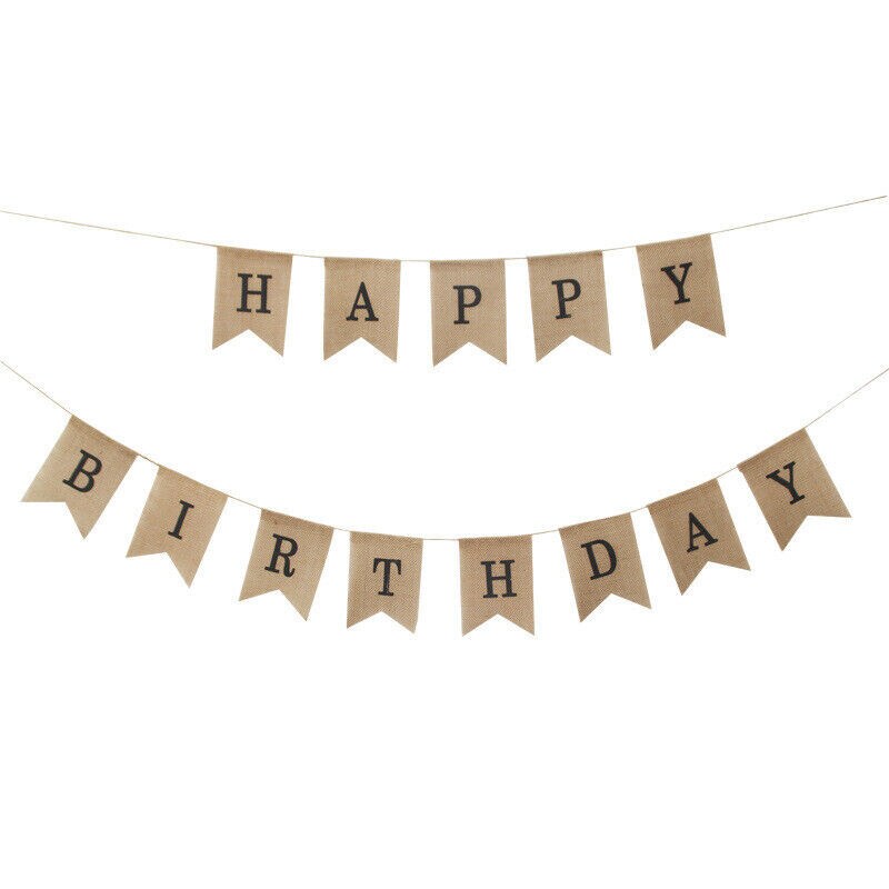 Kitcheniva Happy Birthday Burlap Banner