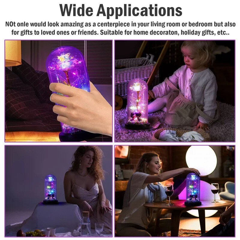 LED Galaxy Enchanted Rose Glass