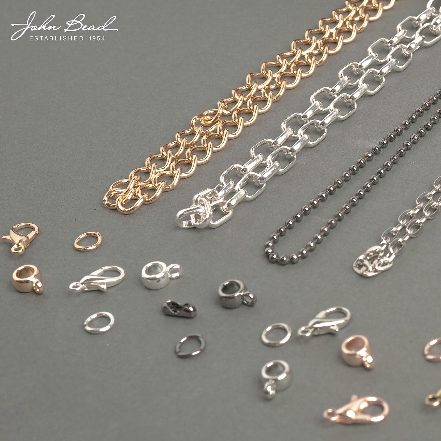 John Bead 3x4mm Curb Chain &#x26; Jewelry Findings Set