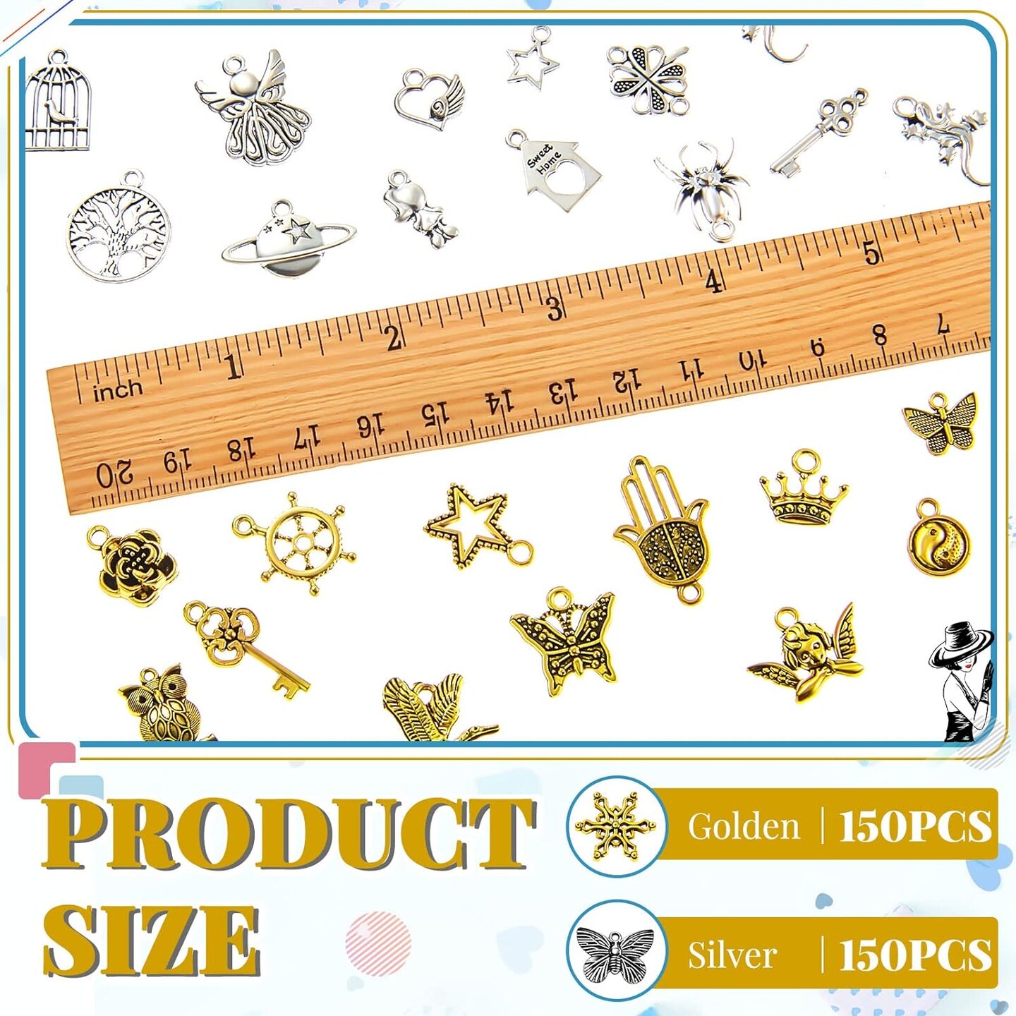 300 Pieces Vintage Charms Bulk Lots Mixed Antique Tibetan Silver &#x26; Gold Alloy Pendants Charms DIY for Necklace Bracelet Jewelry Making and Crafting supplies