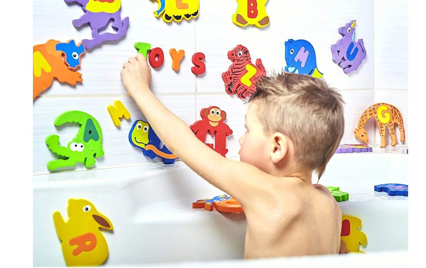 100% Non Toxic Foam Bath Toys Premium Educational Floating Bathtub Preschool Alphabet Letters Animals Fun Bathing for Baby Toddlers Kids Girls Boys Set 26 Puzzles 52 Items