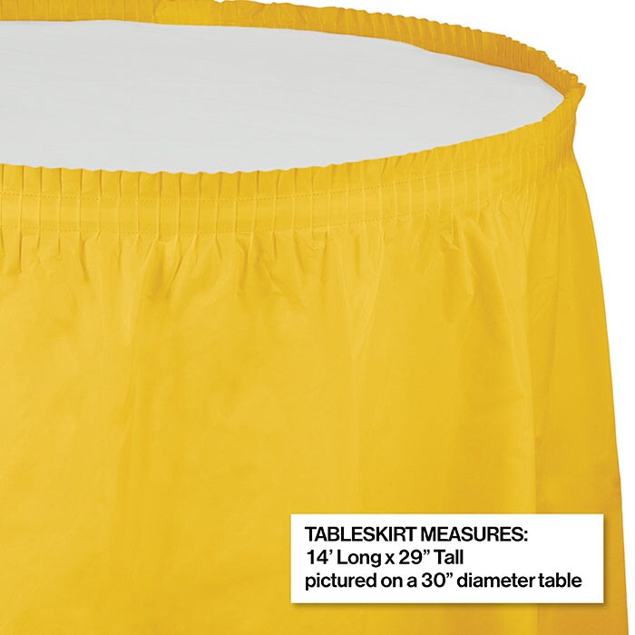 School Bus Yellow Plastic Tableskirt, 14&#x27; X 29&#x22;
