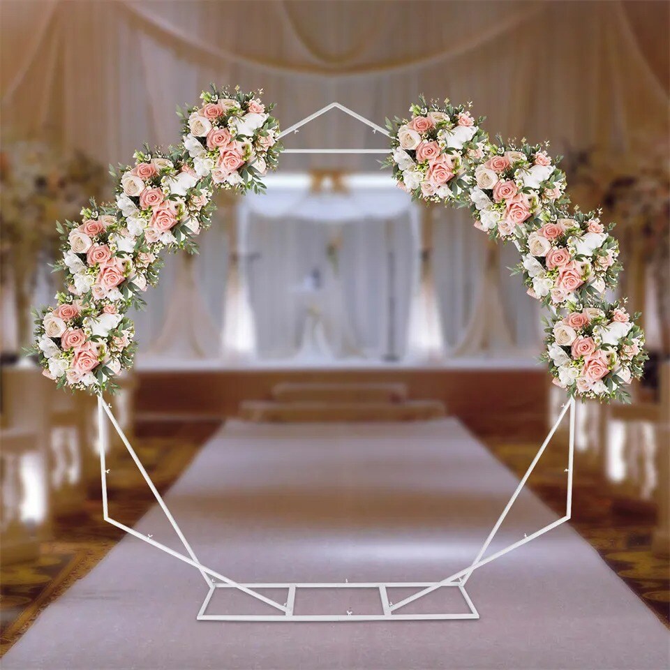 White Metal Geometric Wedding Arch Backdrop Stand