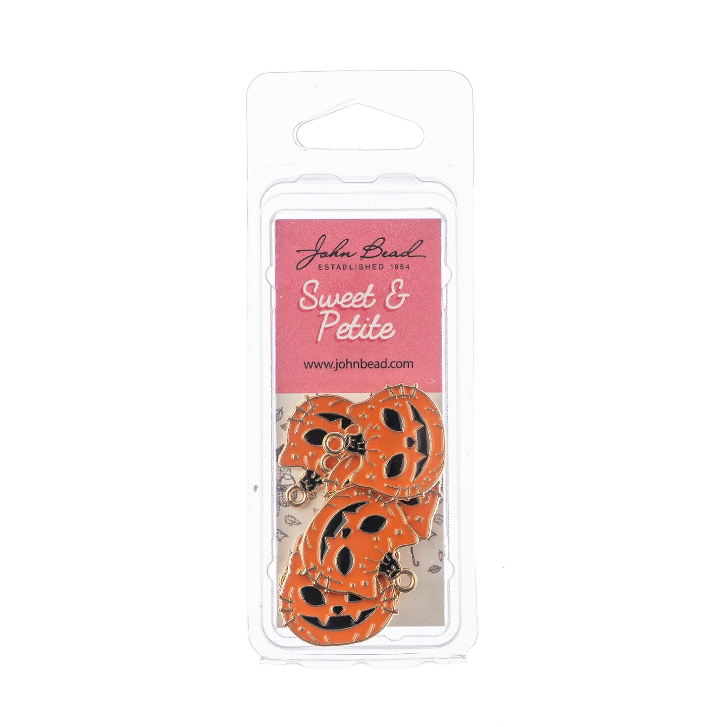 John Bead Sweet & Petite Cat Face Pumpkin Halloween Charms, 8pcs