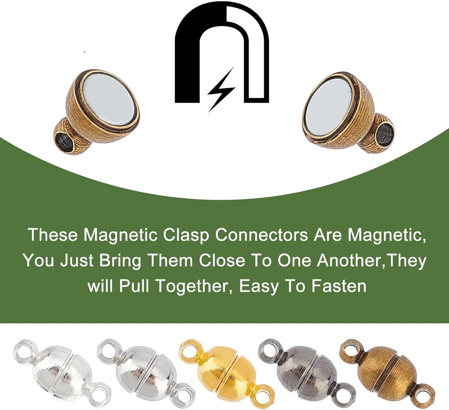 100 Sets Brass Magnetic Clasps Mixed Color Round Magnet Converter Jewelry Clasps Buckle Ball for Bracelet Necklace Jewelry DIY Making