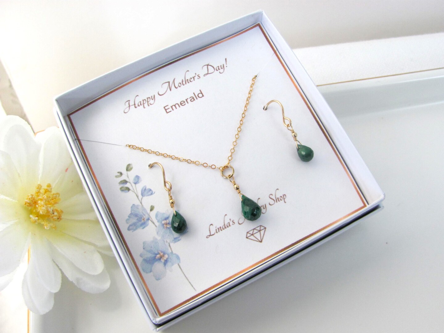 Emerald Necklace and Earring Set, Mother's Day Gift | MakerPlace by ...