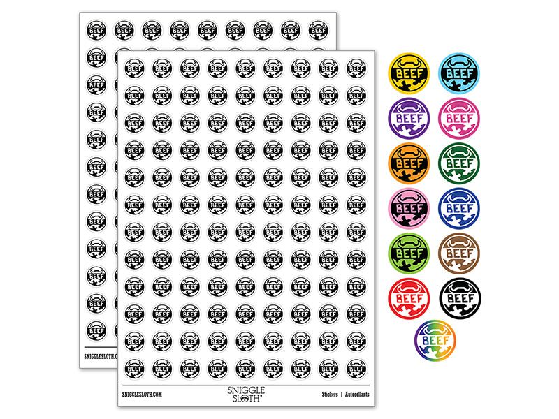 Food Label Beef 200+ 0.50&#x22; Round Stickers