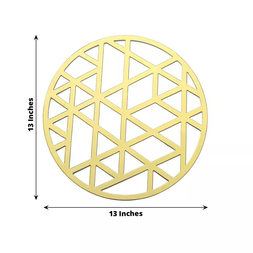 GOLD 6 Metallic 13&#x22; Laser Cut Geometric Triangle Cardboard PLACEMATS