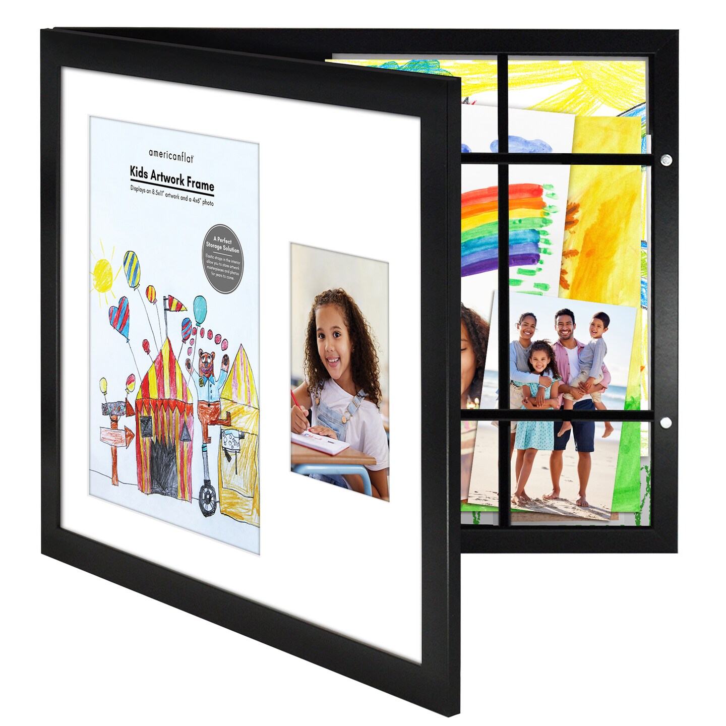 Americanflat 8.5x11 Kids Art Frame with 4x6 Photo Frame - Two Openings ...