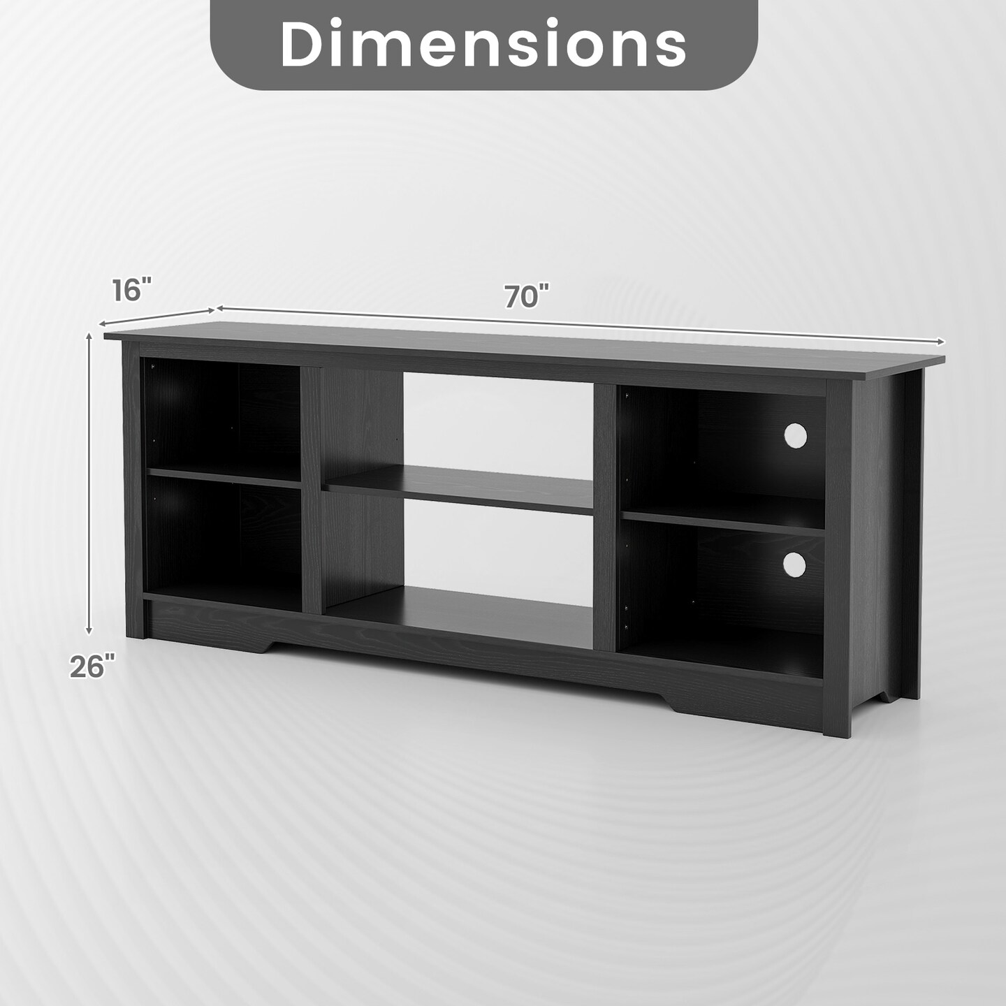 70-Inch TV Stand for up to 75&#x22; Flat Screen TVs with Adjustable Shelves - 70&#x22; x 16&#x22; x 26&#x22;(L x W x H)