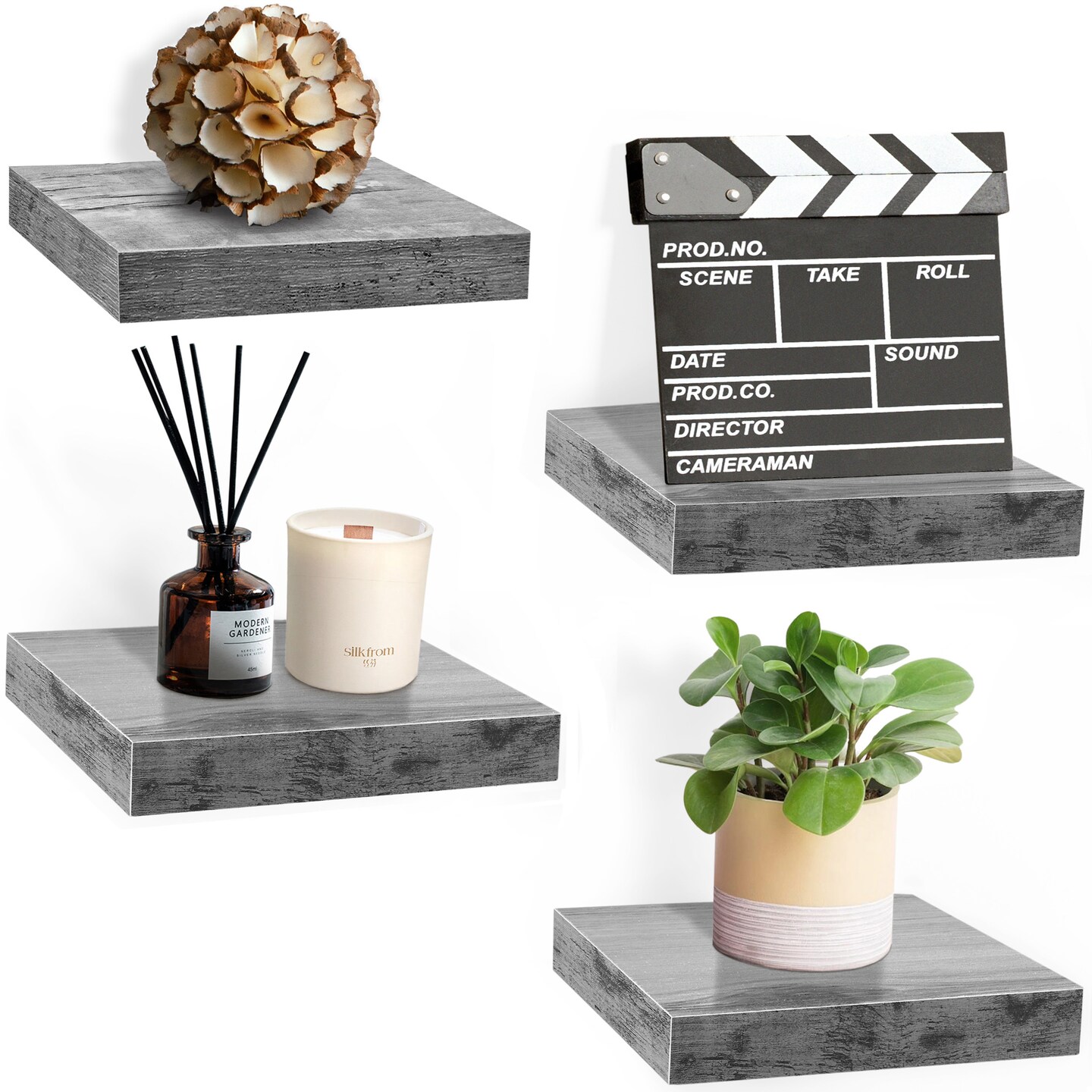 Sorbus 4 Pack 9" Floating Shelves, Wall Shelves for Bedroom, Kitchen, Living Room, Bathroom Shelves Over The Toilet