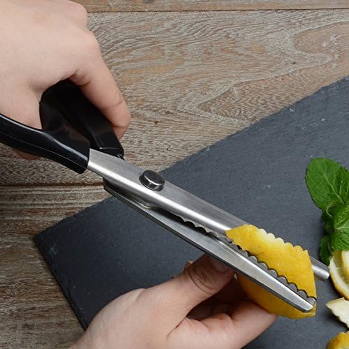 abric Pinking Shears Craft Scissors&#xFF0C;Serrated Scalloped stainless Steel Handled Professional Sewing black Scissors, Scissors for Leather, Tailoring, Paper Crafts Hand shears etc. (Scalloped7mm)