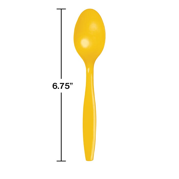 School Bus Yellow Plastic Spoons, 50 ct