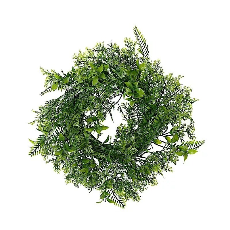 2 GREEN 12&#x22; ARTIFICIAL Leaves Wreath CANDLE RINGS