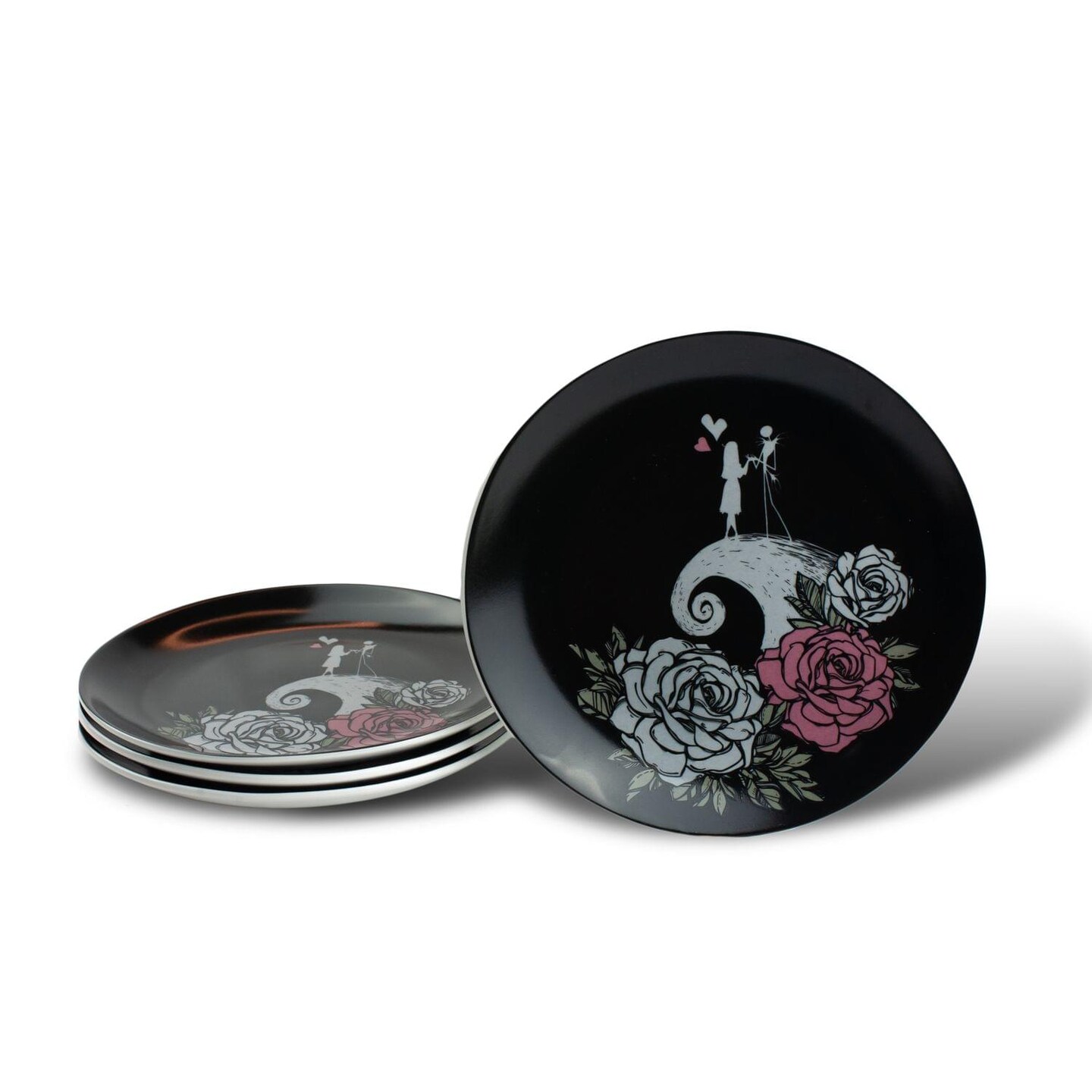 OFFICIAL Nightmare Before Christmas 8&#x22; Plate | Jack &#x26; Sally on a Hill | Set of 4