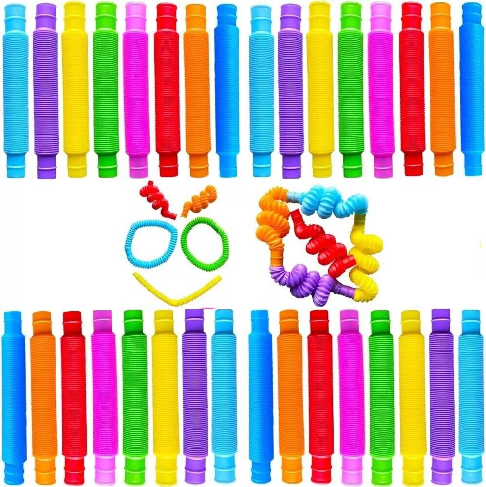 Kitcheniva 32 Pcs Pop Tubes Fidget Tubes Toy Set