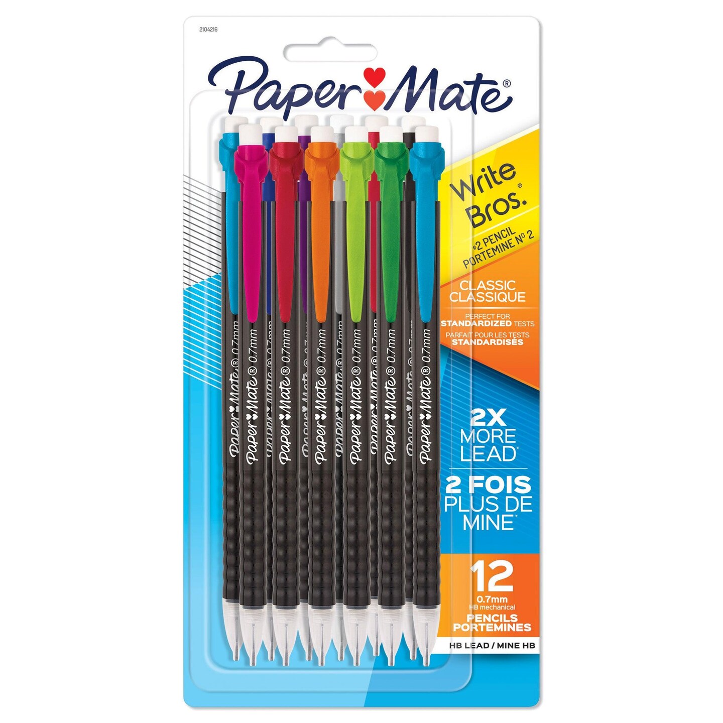 Write Bros&#xAE; Mechanical Pencil, 0.7mm, Assorted, 12 Per Pack, 6 Packs