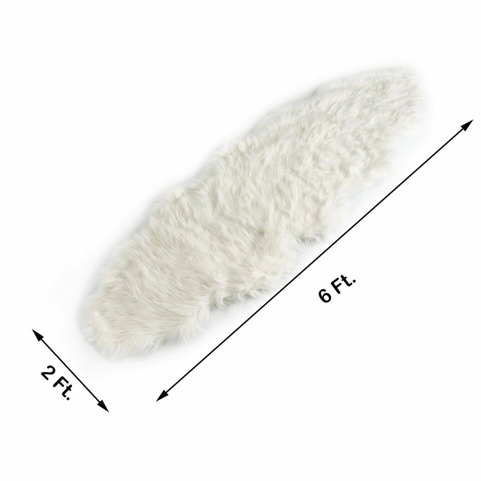 6 feet White FAUX FUR THROW Sheepskin RUG Floor Mat