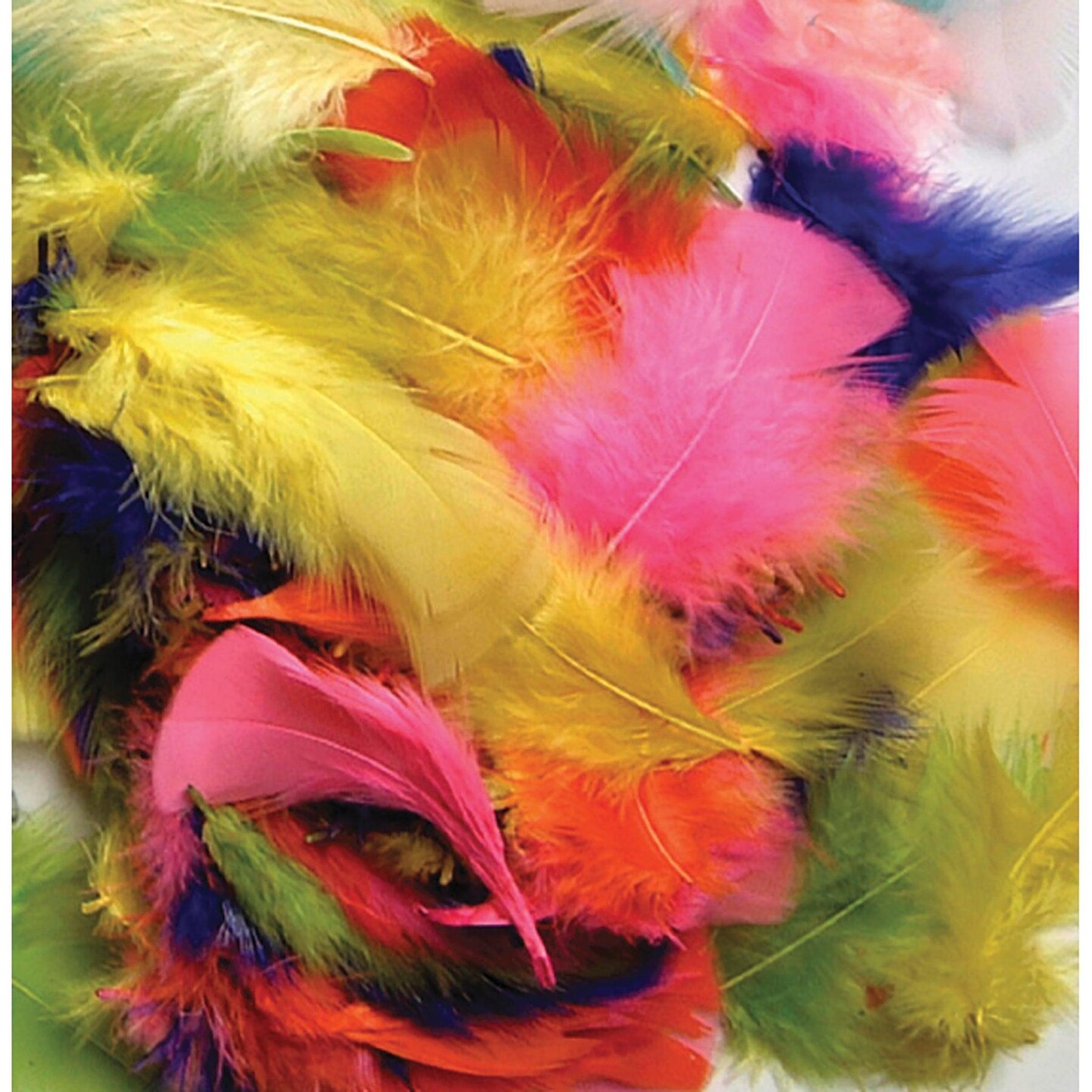 Turkey Plumage Feathers, Assorted Bright Hues, Assorted Sizes, 14 grams Per Pack, 12 Packs