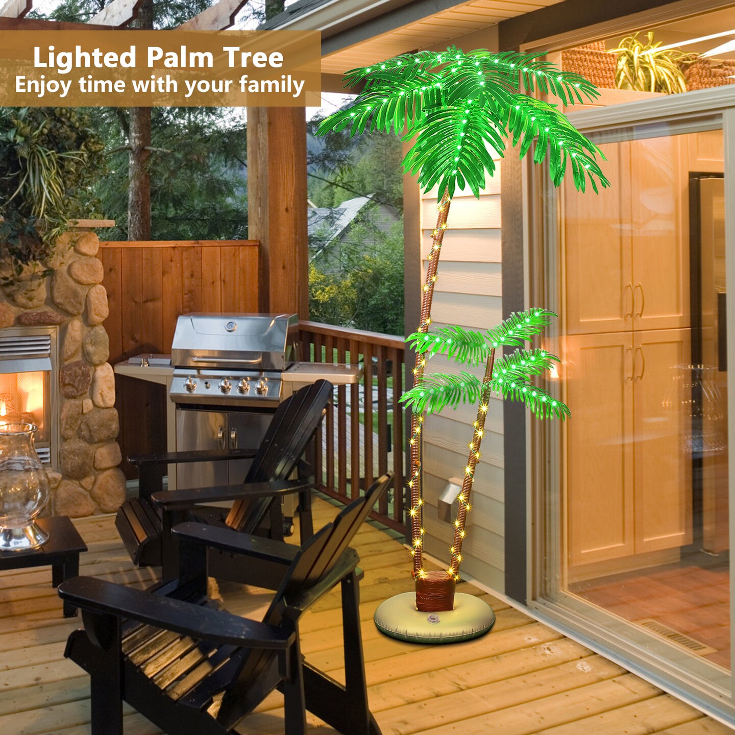 6FT Artificial Fake Lighted Palm Tree
