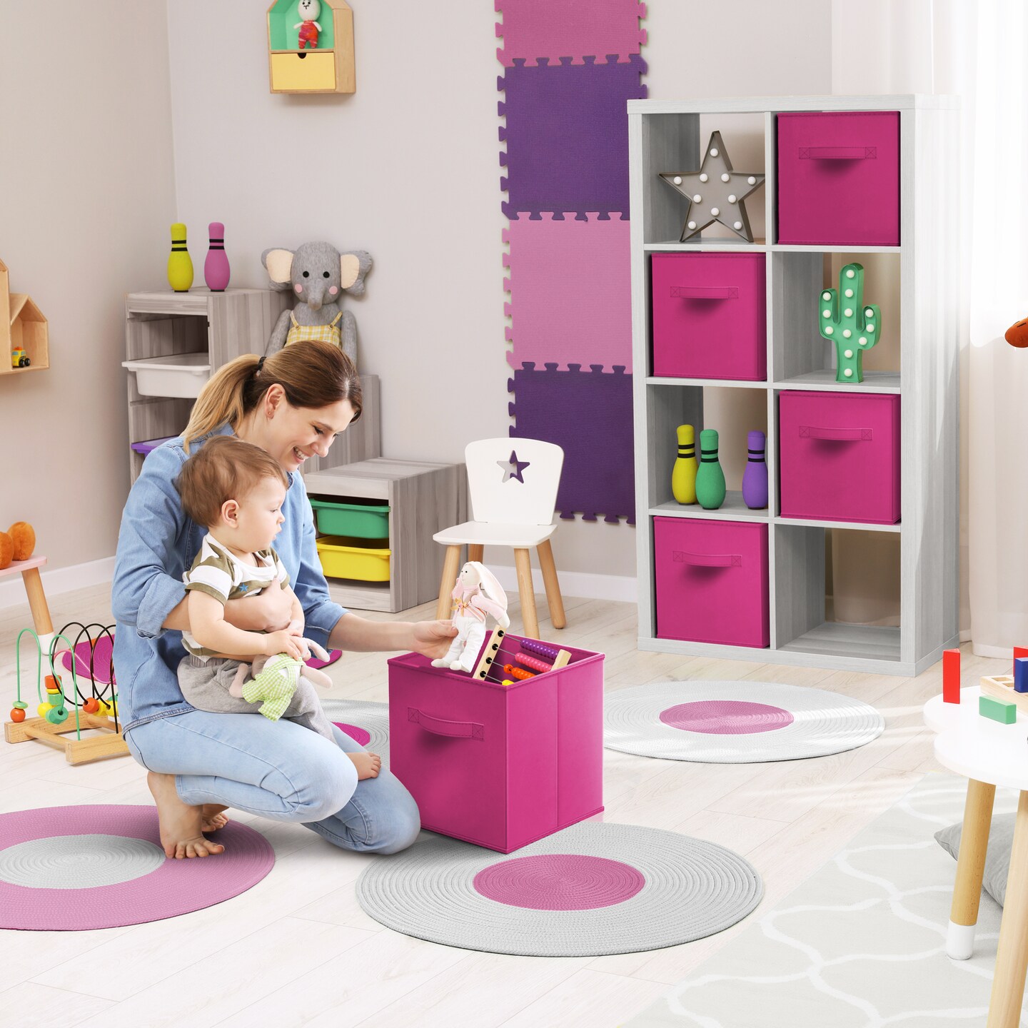 Sorbus 8 Pack 11 Inch Foldable Storage Cubes with Handles- for Organizing Home, Shelves, Nursery, Playroom, Closet and More