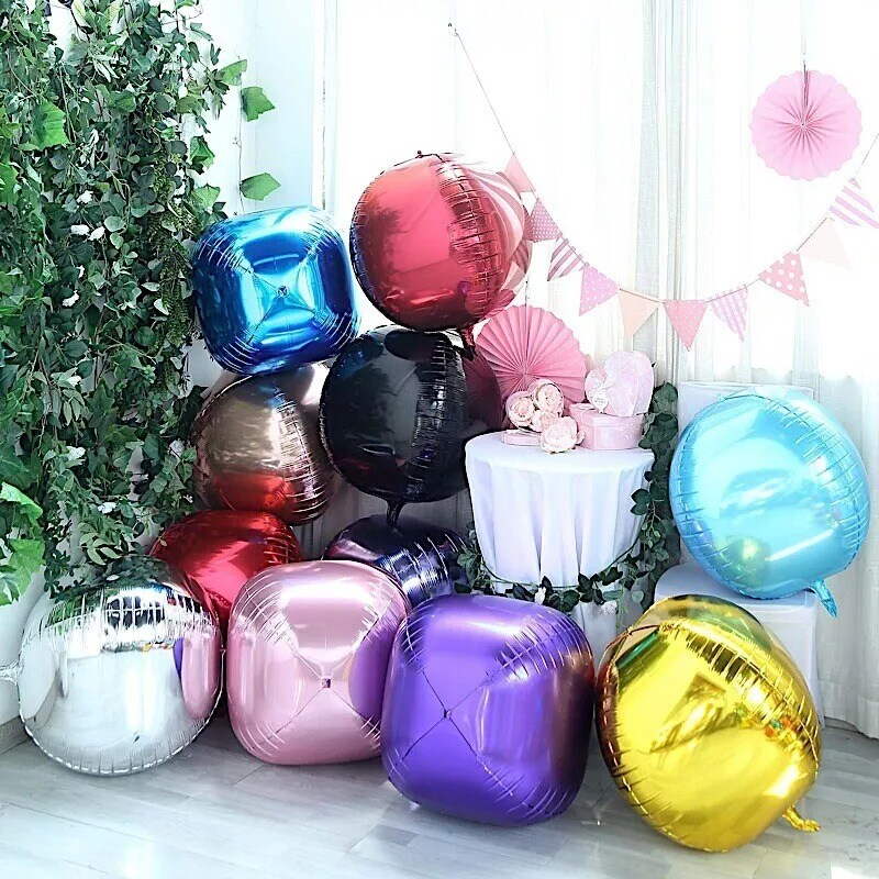 2 PURPLE 18&#x22; wide 4D Round Orbs Balls Mylar Foil Balloons