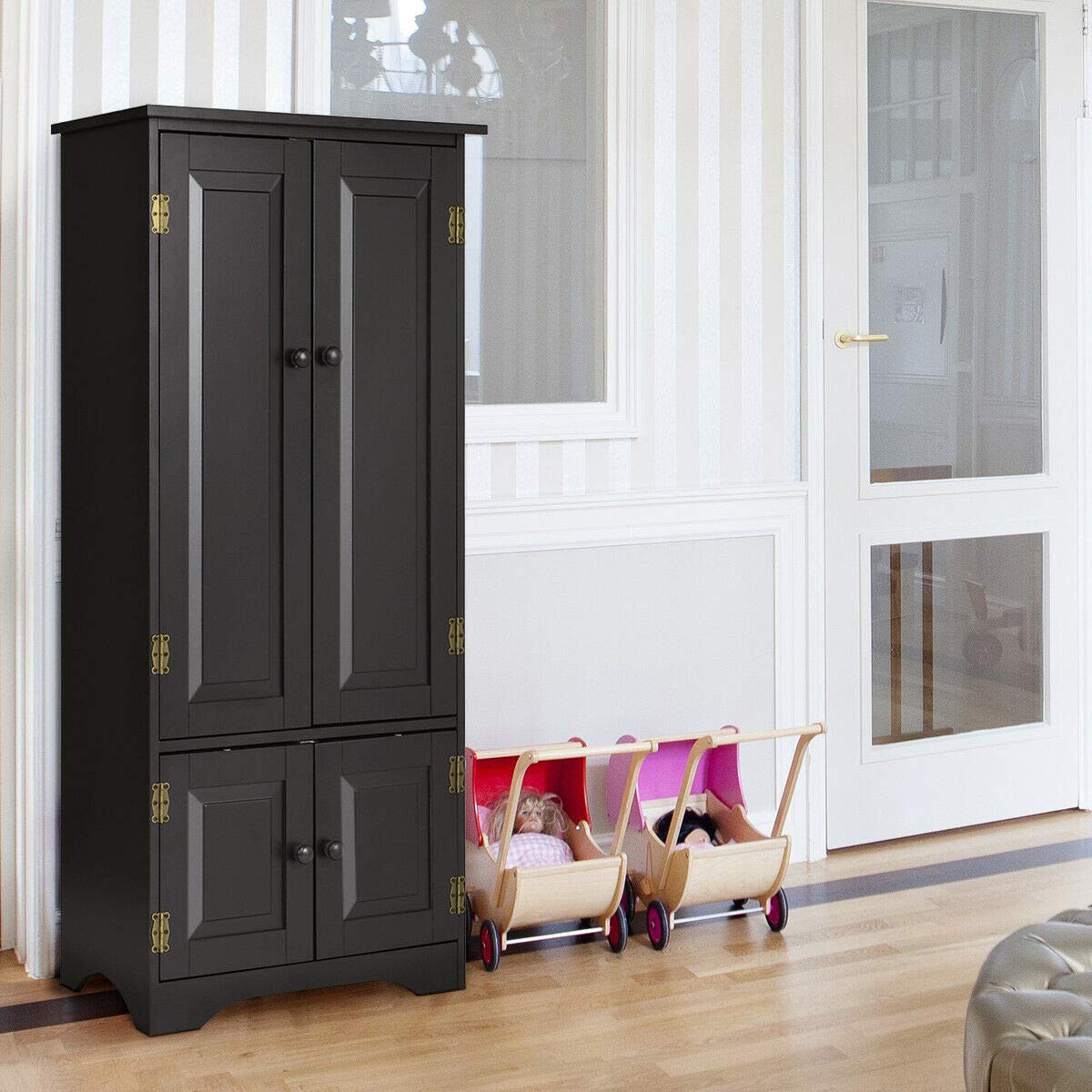 4-door Accent Storage Cabinet with Adjustable Shelves - 24" x 13" x 49" (L x W x H)