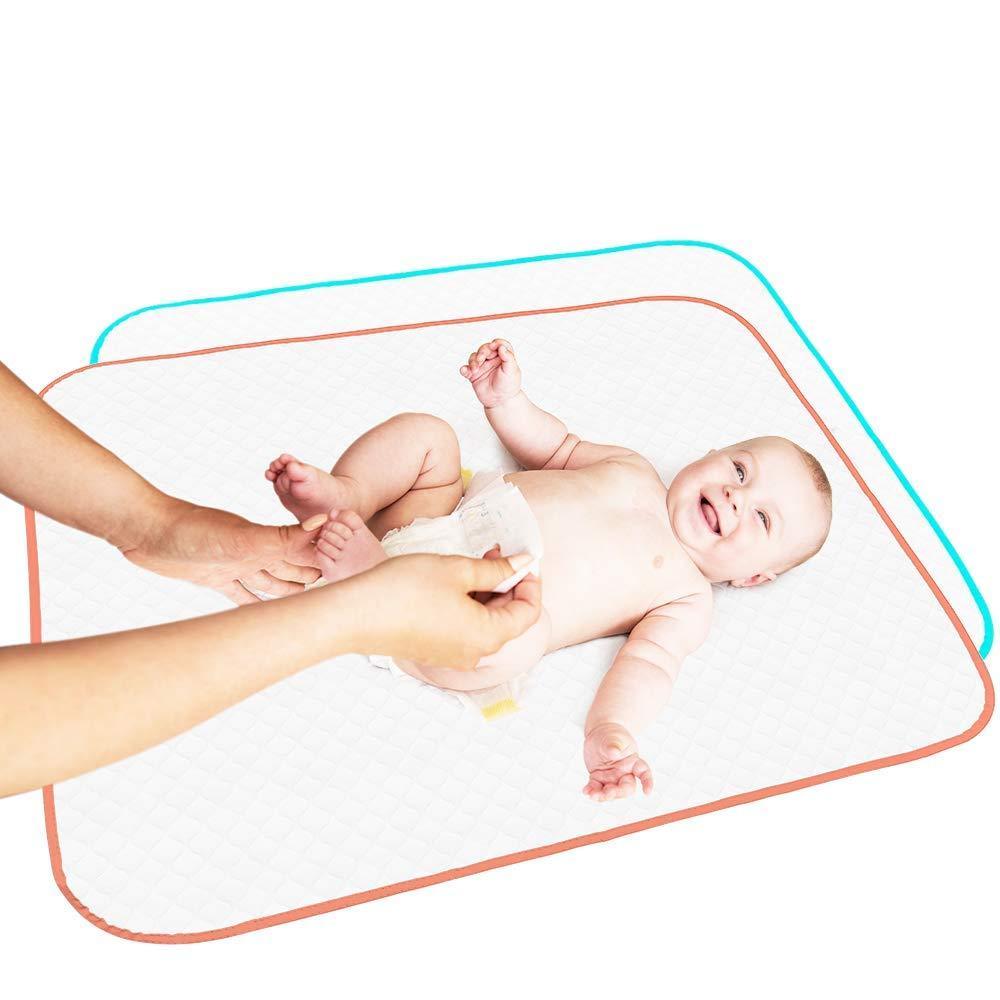 Portable Changing Pad Large Size 25.5&#x201D;x31.5&#x201D; Pack of 2   Vinyl Waterproof Reusable Baby Changing Mats for Girls Boys   Reinforced Seams &#x26; Free Storage Bag   Change Diaper Mat   Extended Warranty 2 y