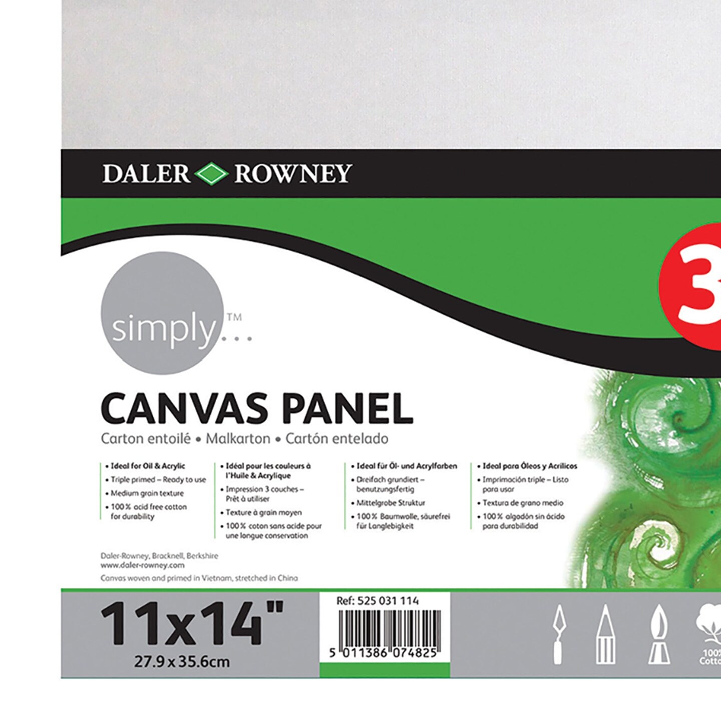 Simply White Canvas Panels Set, 11&#x22; x 14&#x22;, 3 Per Pack, 3 Packs