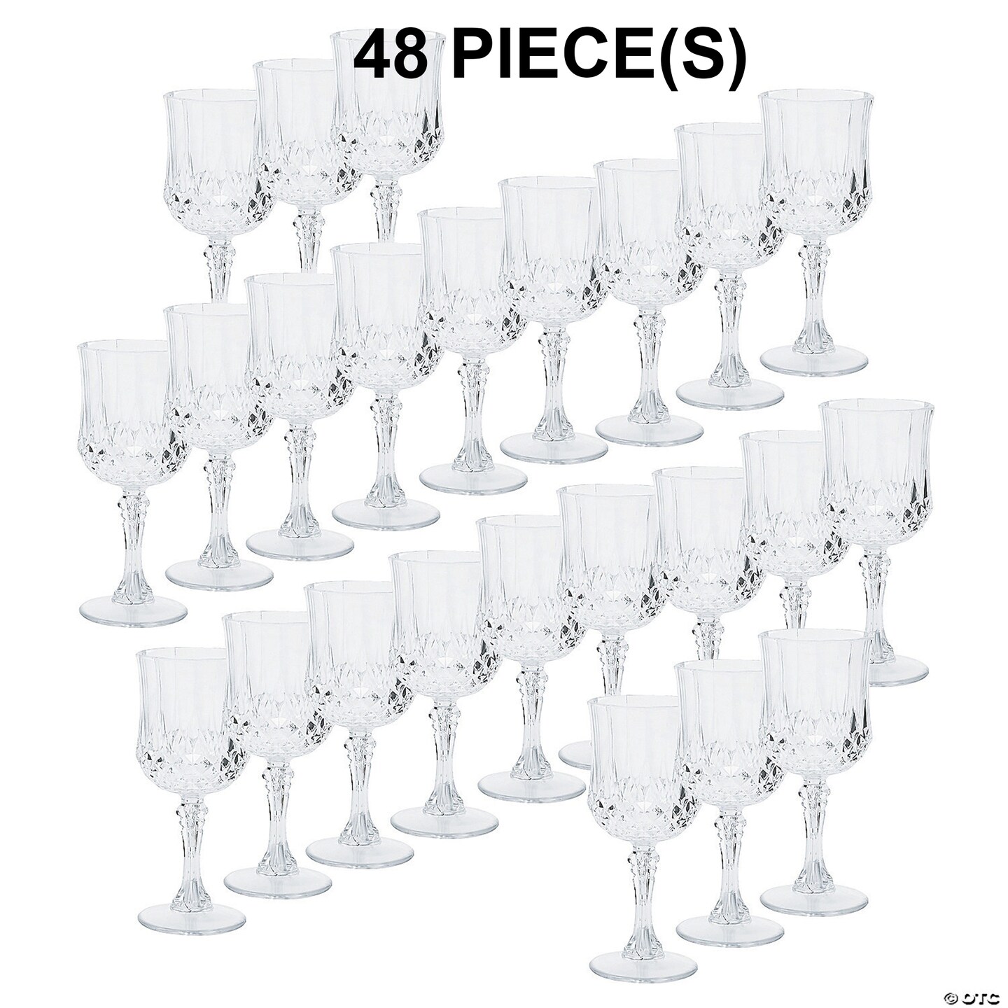 Bulk 48 Pc. Gold Patterned Disposable Plastic Wine Glasses