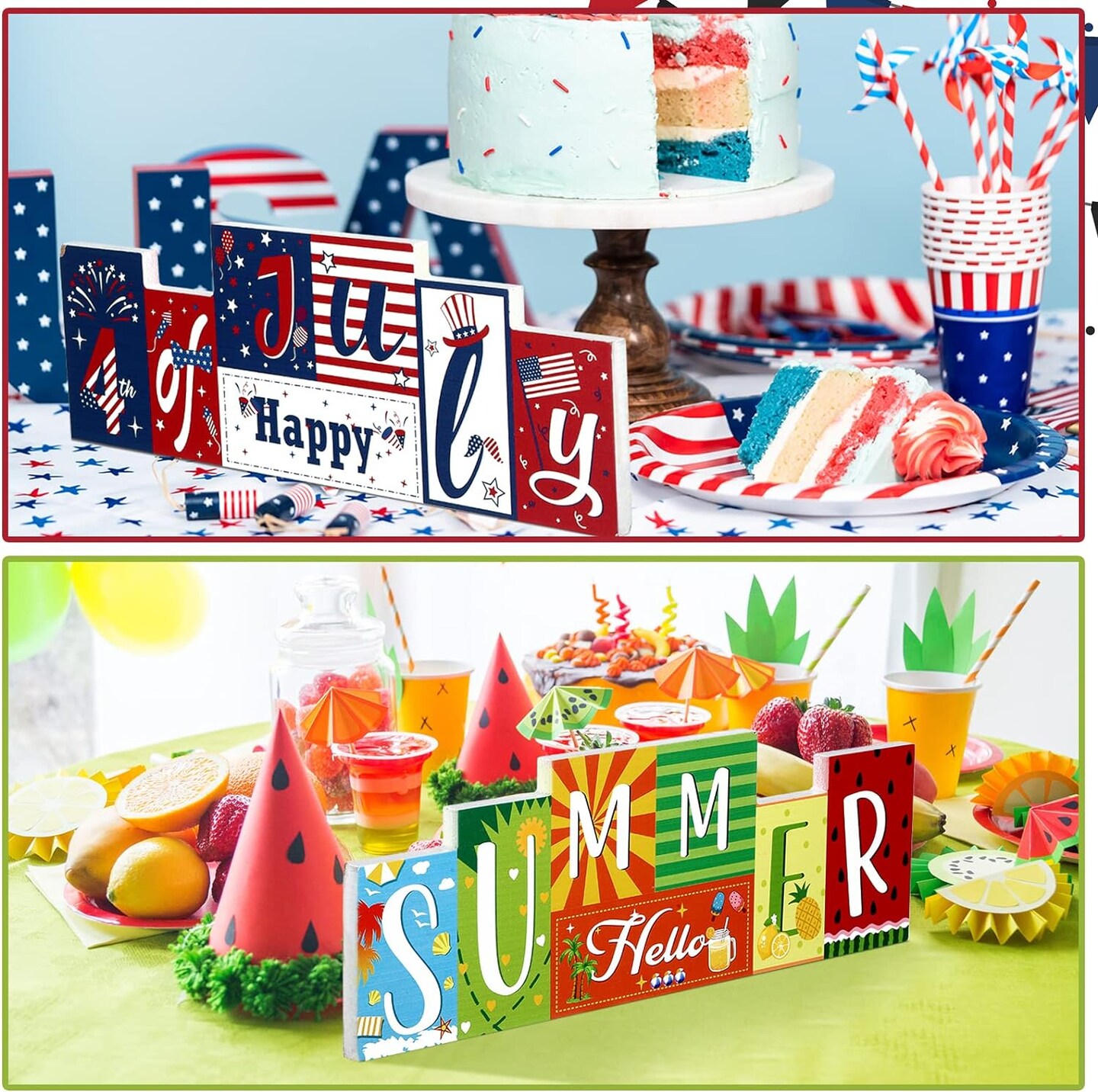 Reversible Summer Wooden Table Sign