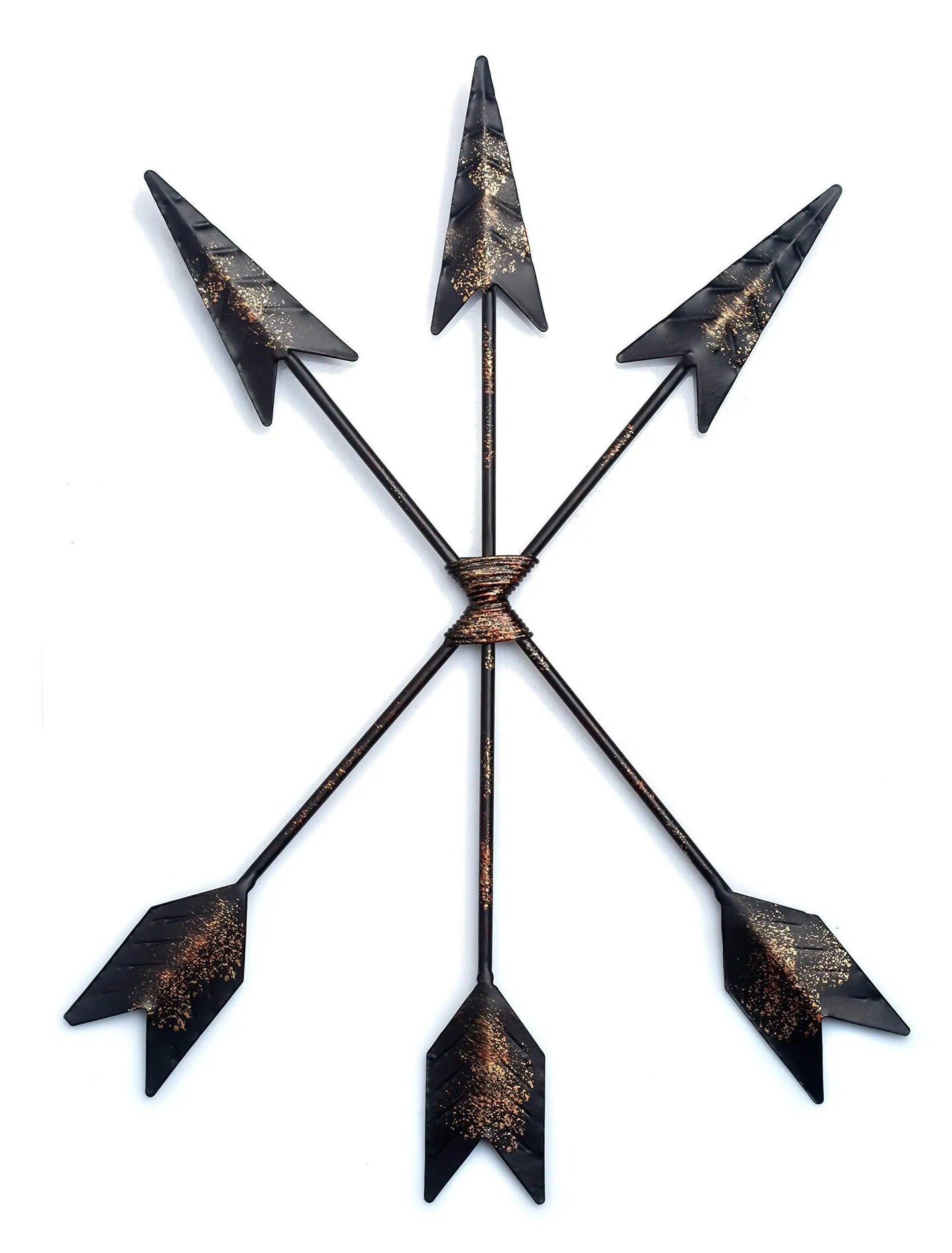 Iron Arrow Wall Decor   Hanging Native American Arrow Decor with Sprinkles of Gold for Bedroom Living Room Kitchen   Rustic Style Metal Art for Home Interior