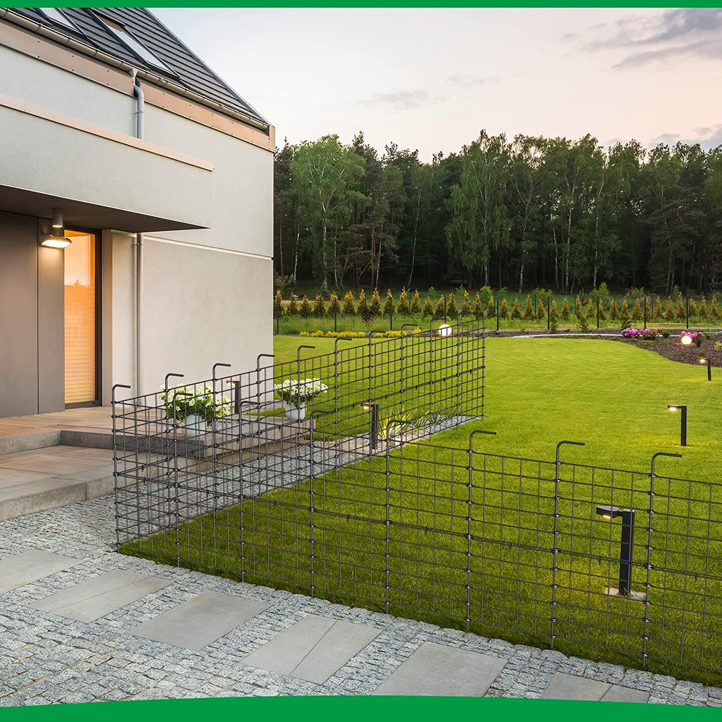 16 Panels Barrier Metal Garden Border Folding Fence Pet Dog Kennel Outdoor Cage