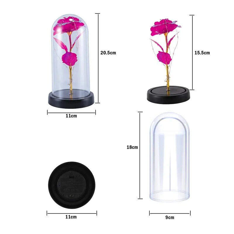 LED Galaxy Enchanted Rose Glass